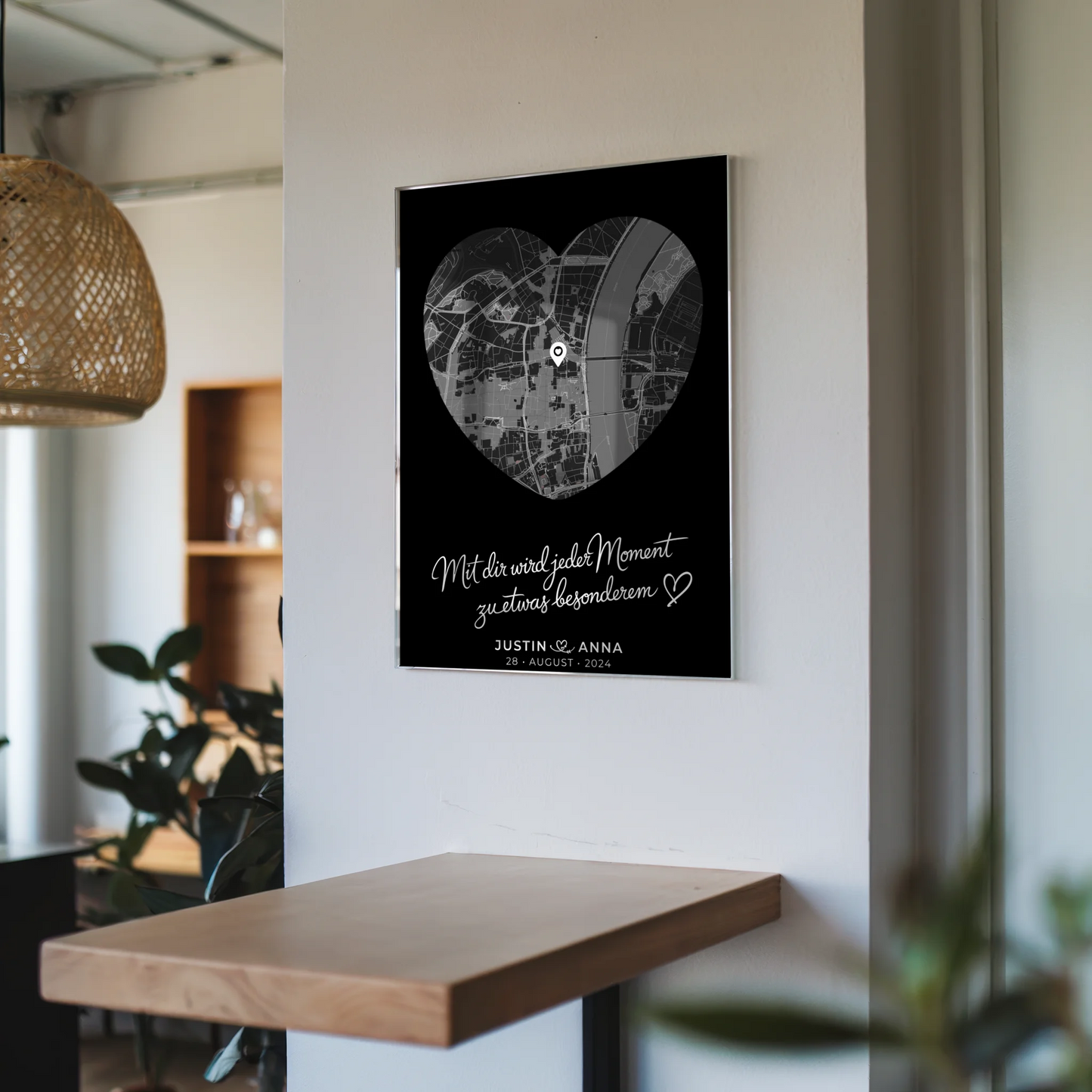 Acrylglas Bild Paare Stadtkarte Herzform Jeder Moment Personalisiert