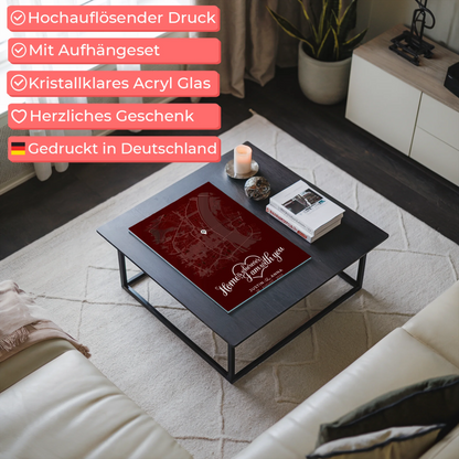 Personalisiertes Stadtkarte im Pinsel-Stil als Liebes Acrylglas Bild Paare