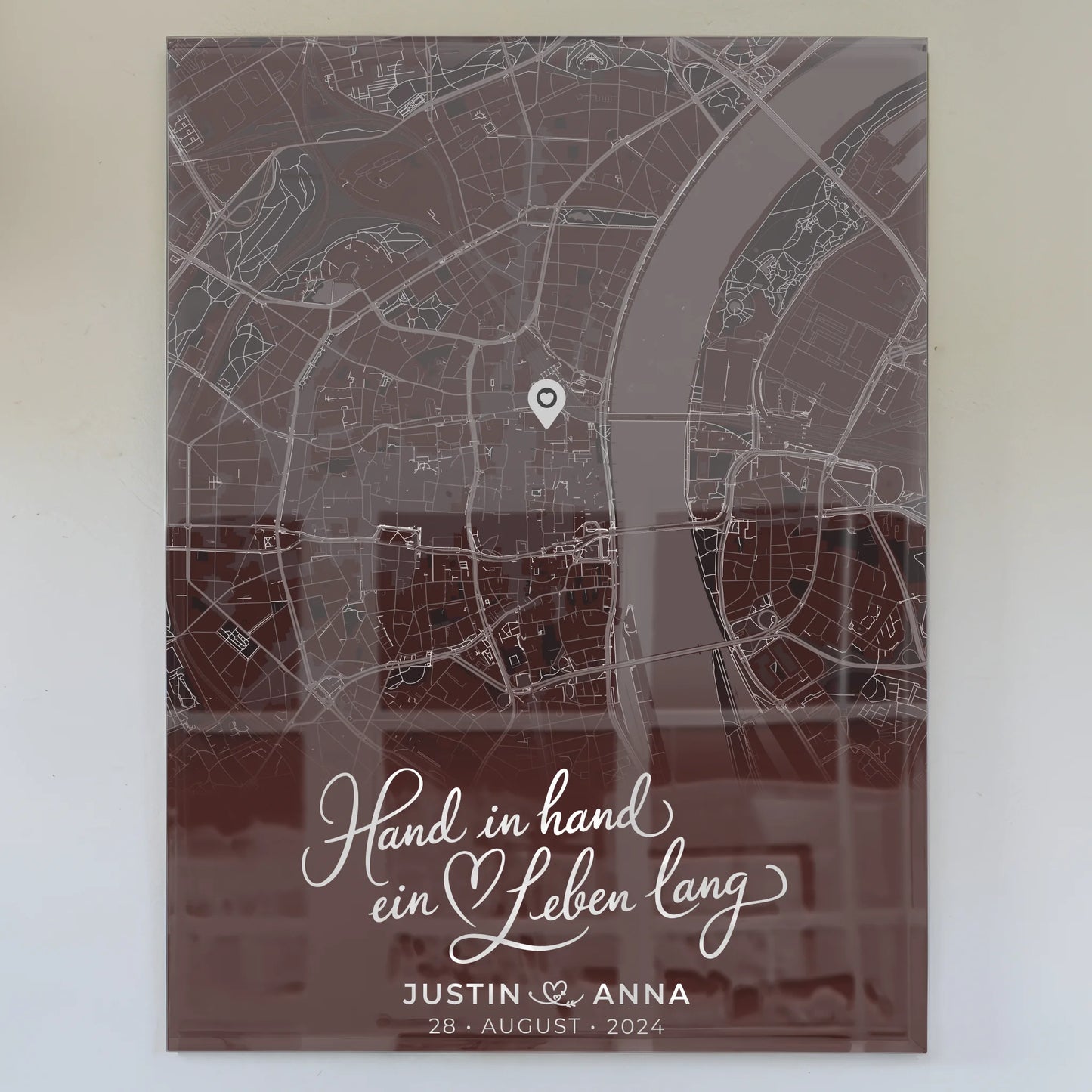 Personalisiertes Acrylglas Bild Paare Stadtkarte Hand In Hand