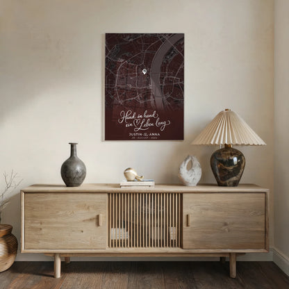 Personalisiertes Acrylglas Bild Paare Stadtkarte Hand In Hand