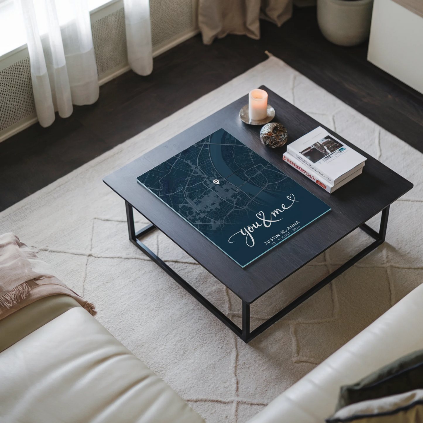 Personalisiertes Acrylglas Bild Liebes Acrylglas Bild Paare Stadtkarte Blau You & Me