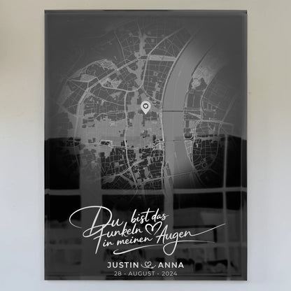 Personalisiertes Acrylglas Bilder für Paare Stadtkarte Rund Das Funkeln