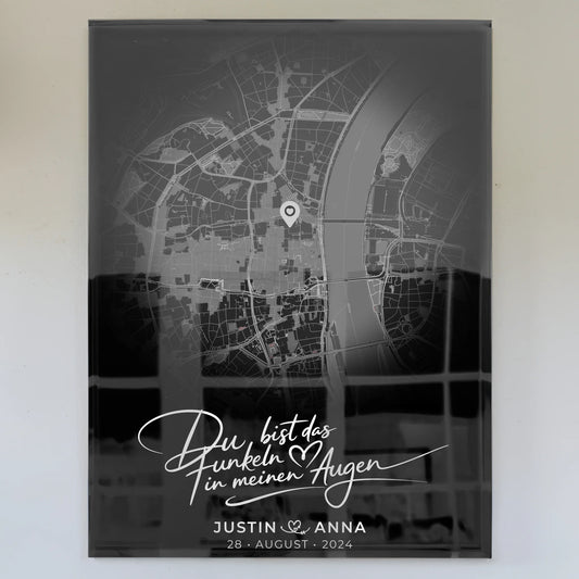 Personalisiertes Acrylglas Bilder für Paare Stadtkarte Rund Das Funkeln