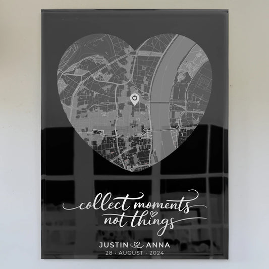 Personalisiertes Acrylglas Bild Paare Stadtkarte Herzform Heimat
