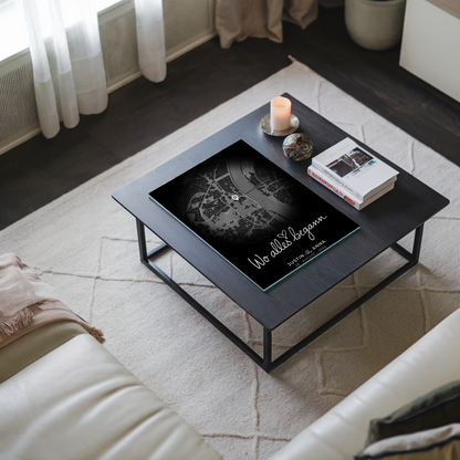 Personalisiertes Acrylglas Bild für Paare Stadtkarte Rund Wo Alles Begann