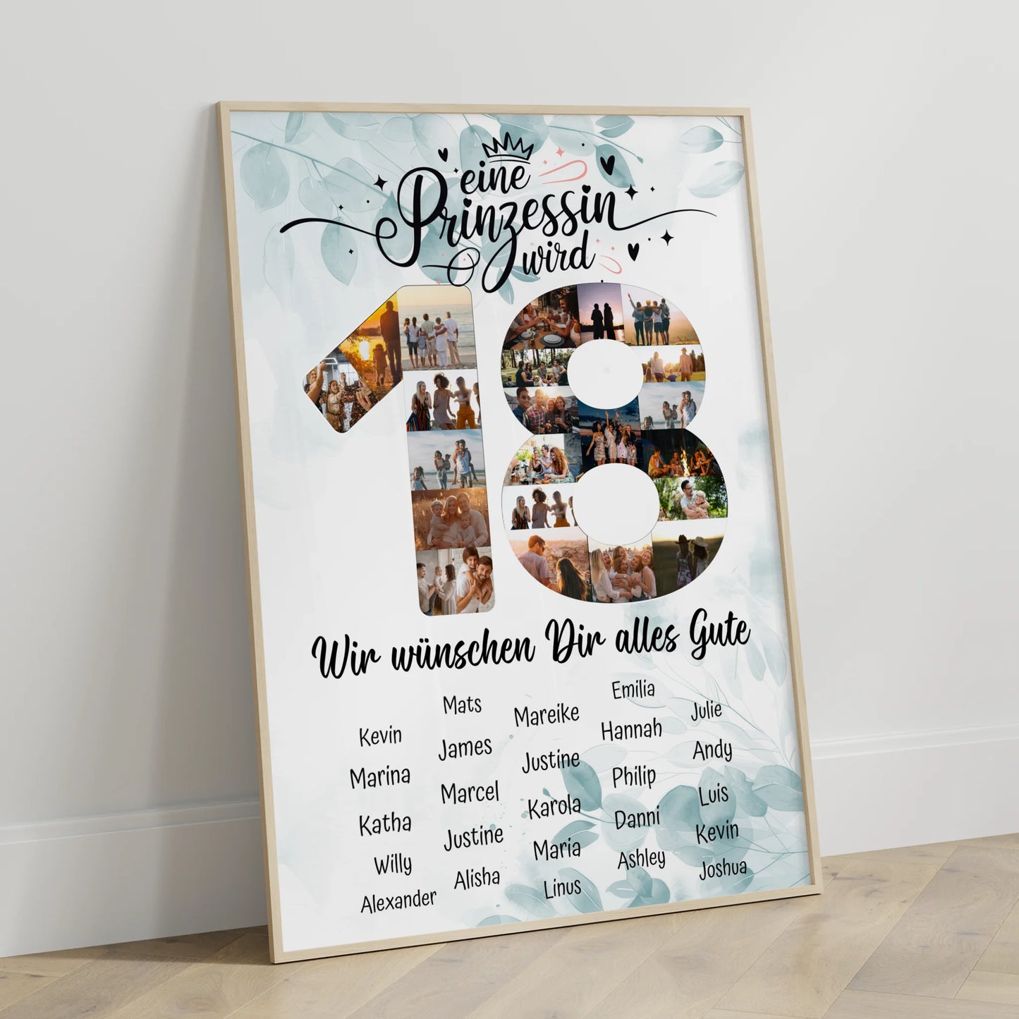 Personalisiertes Poster mit Unterschriften 18 Geburtstag Eine Prinzessin wird