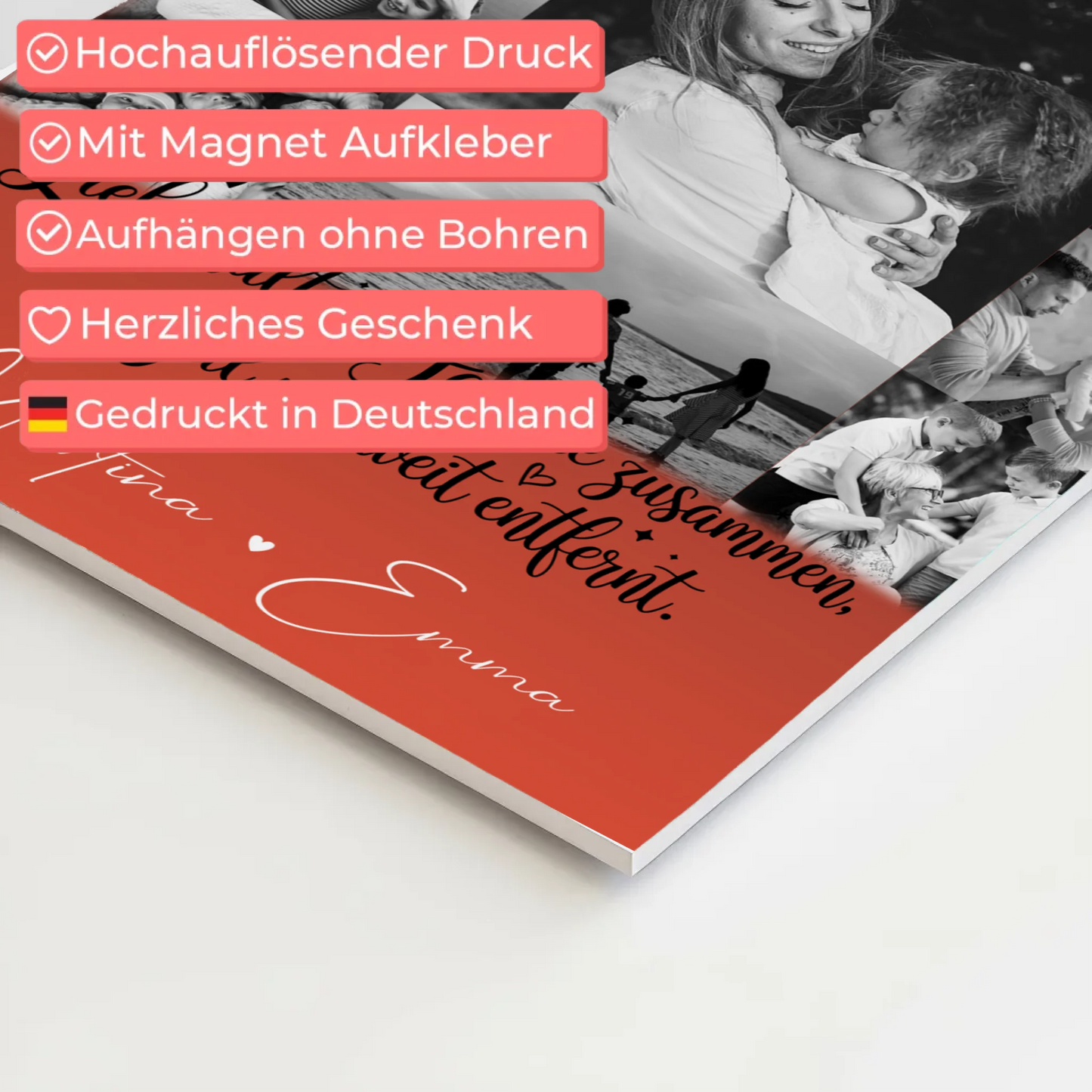 Familienbild Personalisiert Fotoboard mit 11 Fotos für Familienzusammenhalt und individuelle Geschenke