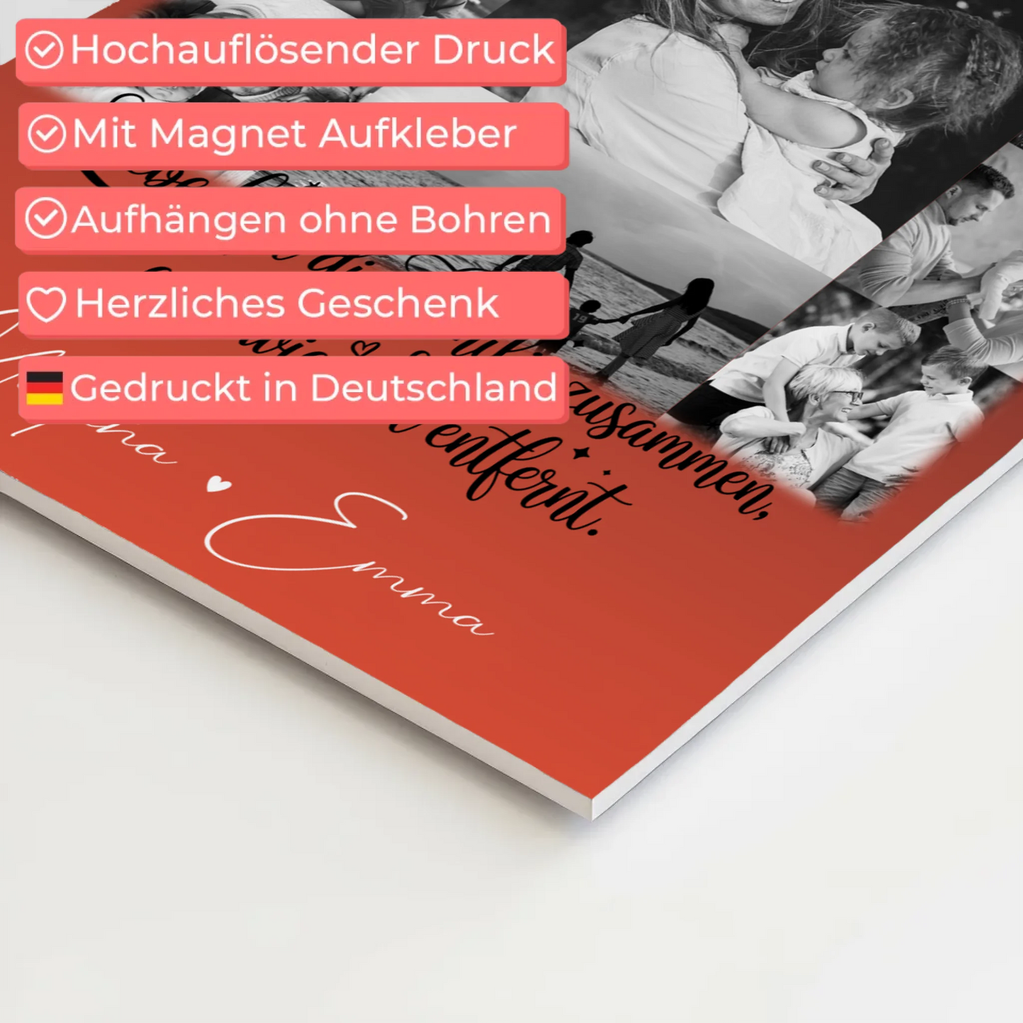 Familienbild Personalisiert Fotoboard mit 11 Fotos für Familienzusammenhalt und individuelle Geschenke