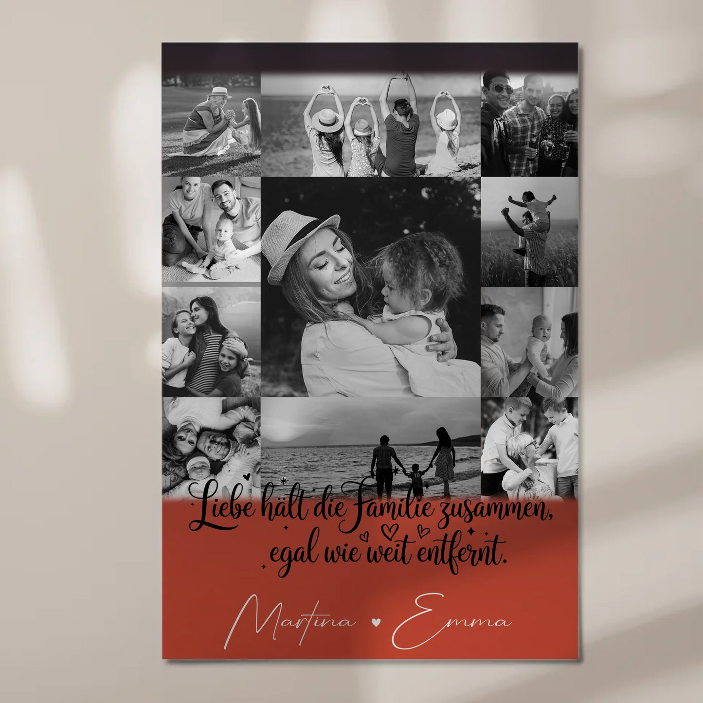 Familienbild Personalisiert Fotoboard mit 11 Fotos für Familienzusammenhalt und individuelle Geschenke