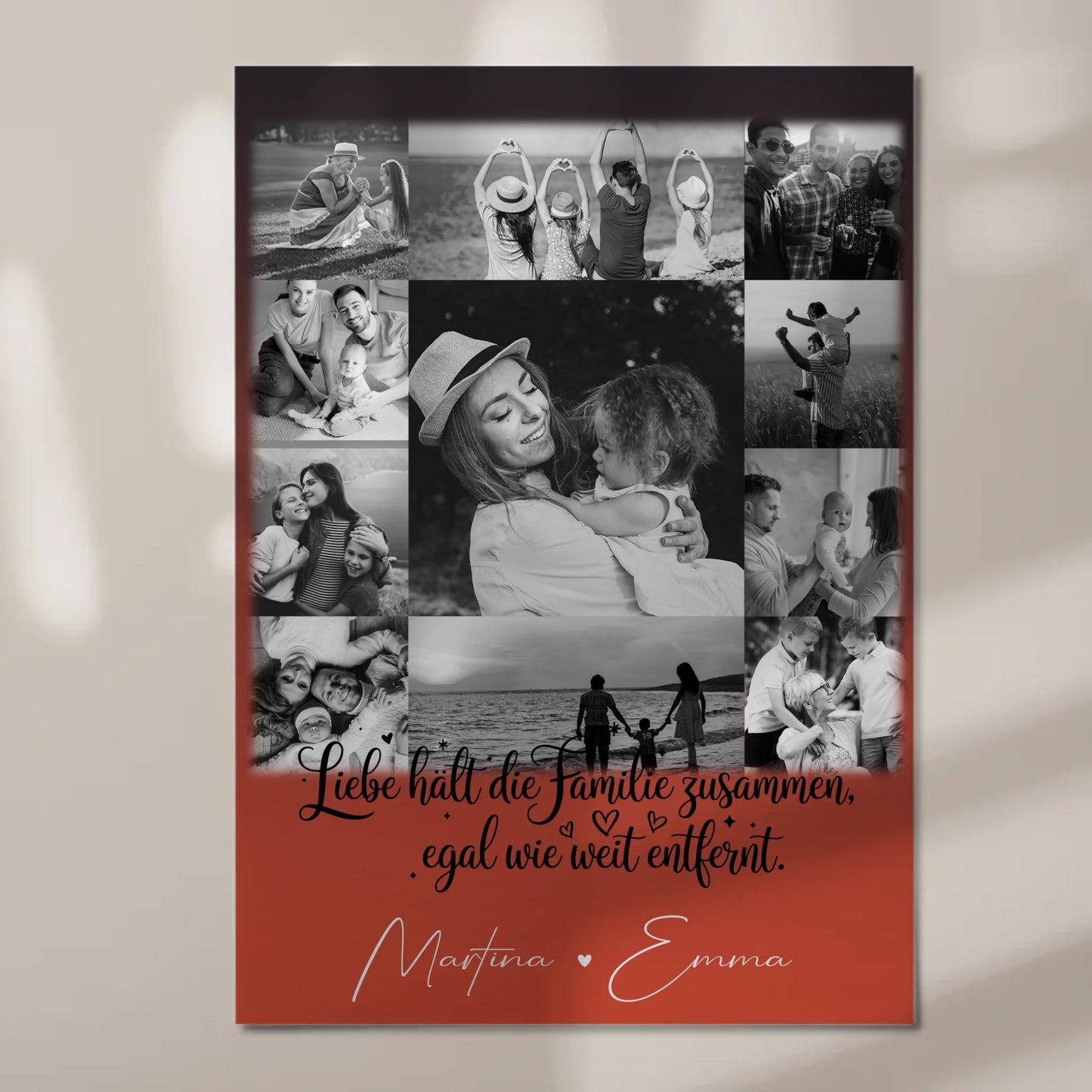 Familienbild Personalisiert Fotoboard mit 11 Fotos für Familienzusammenhalt und individuelle Geschenke