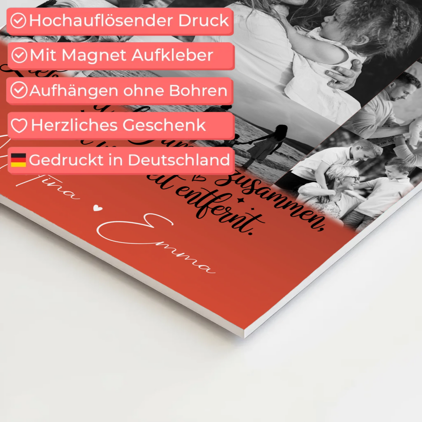 Familienbild Personalisiert Fotoboard mit 11 Fotos für Familienzusammenhalt und individuelle Geschenke