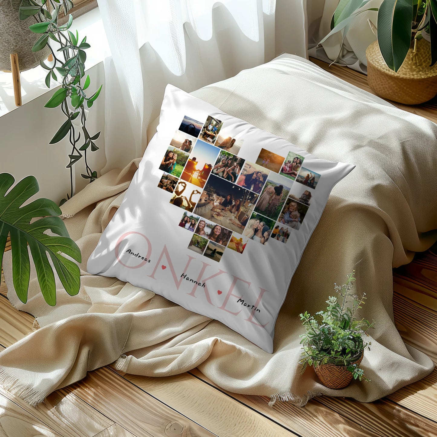 Fotocollage Kissen für besten Onkel Personalisiert