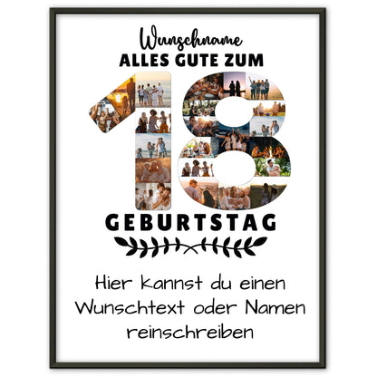 Personalisiertes Poster 18 Geburtstag Wunschname Wunschtext für Bruder Schwester