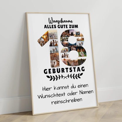 Personalisiertes Poster 18 Geburtstag Wunschname Wunschtext für Bruder Schwester