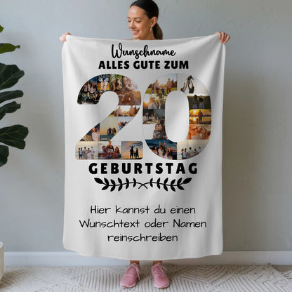 Personalisiertes Decke zum 20 Geburtstag mit Wunschname Wunschtext
