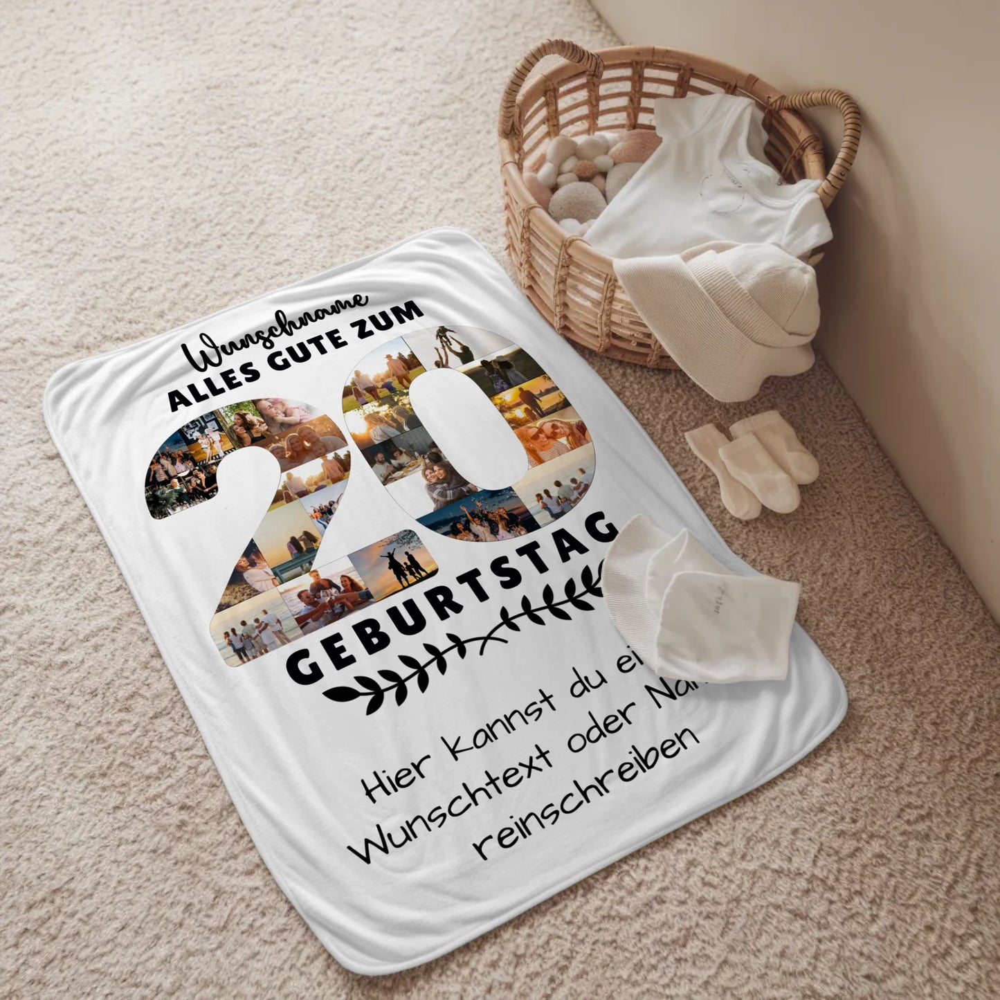 Personalisiertes Decke zum 20 Geburtstag mit Wunschname Wunschtext