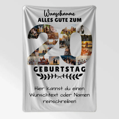Personalisiertes Decke zum 20 Geburtstag mit Wunschname Wunschtext