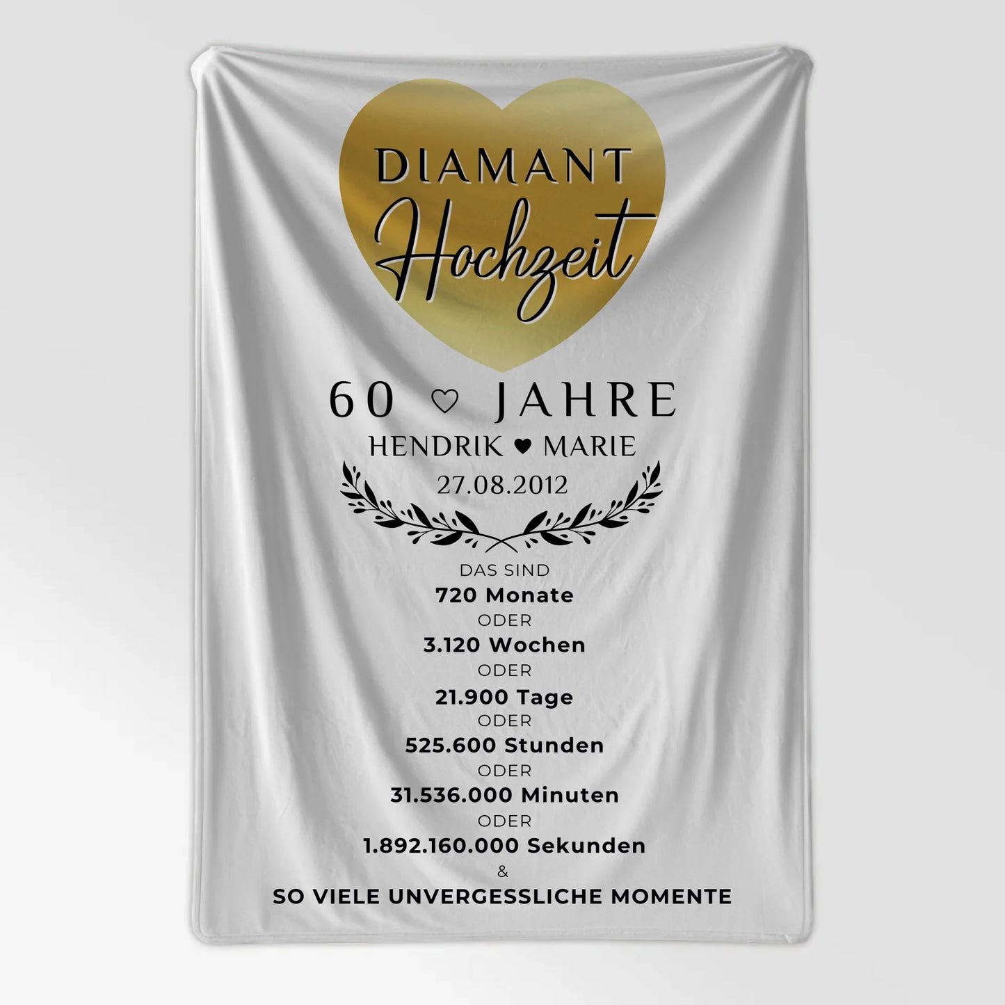 Personalisierte Kuscheldecke zum 60. Hochzeitstag Geschenk