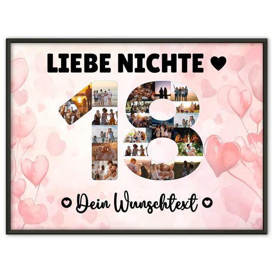 Personalisiertes Poster mit Wunschtext zum 18 Geburtstag Nichte