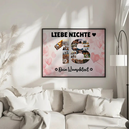 Personalisiertes Poster mit Wunschtext zum 18 Geburtstag Nichte