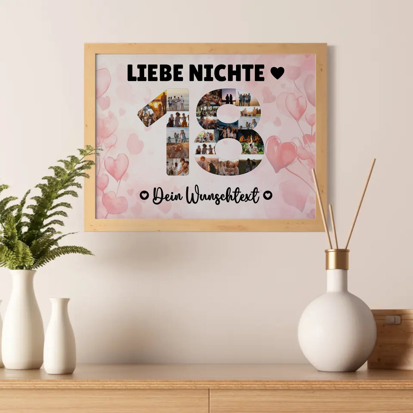 Personalisiertes Poster mit Wunschtext zum 18 Geburtstag Nichte