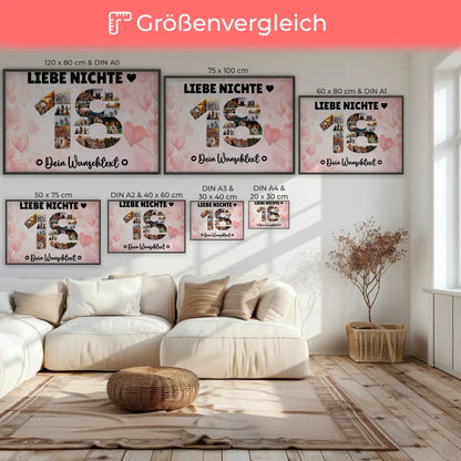 Personalisiertes Poster mit Wunschtext zum 18 Geburtstag Nichte