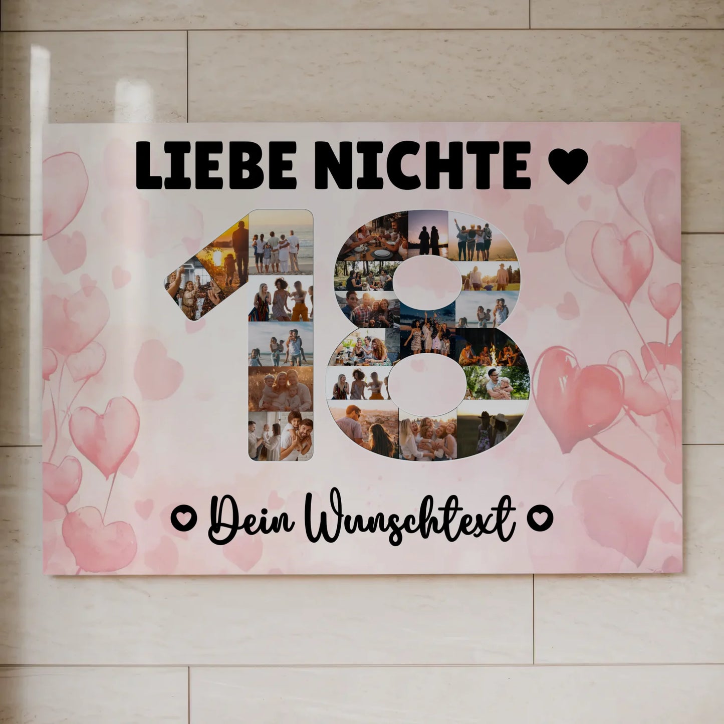 Fotoboard Poster magnetisch mit Wunschtext 18 Geburtstag Nichte