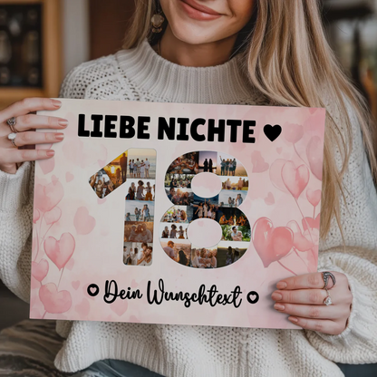 Fotoboard Poster magnetisch mit Wunschtext 18 Geburtstag Nichte