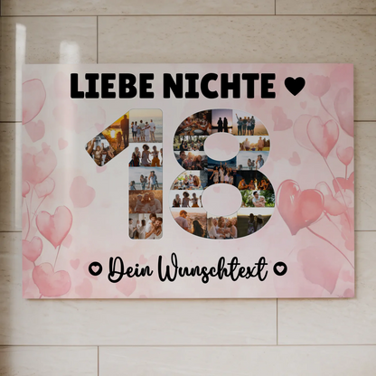 Fotoboard Poster magnetisch mit Wunschtext 18 Geburtstag Nichte