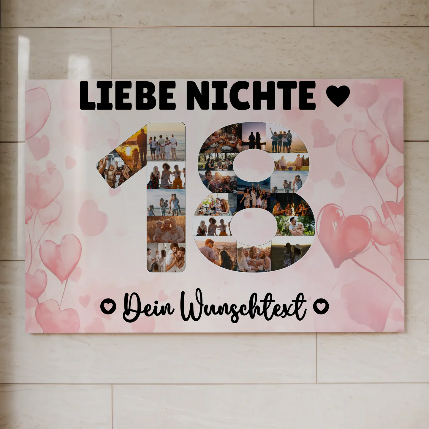 Fotoboard Poster magnetisch mit Wunschtext 18 Geburtstag Nichte