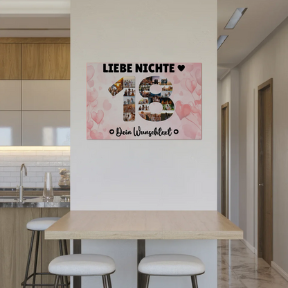 Fotoboard Poster magnetisch mit Wunschtext 18 Geburtstag Nichte