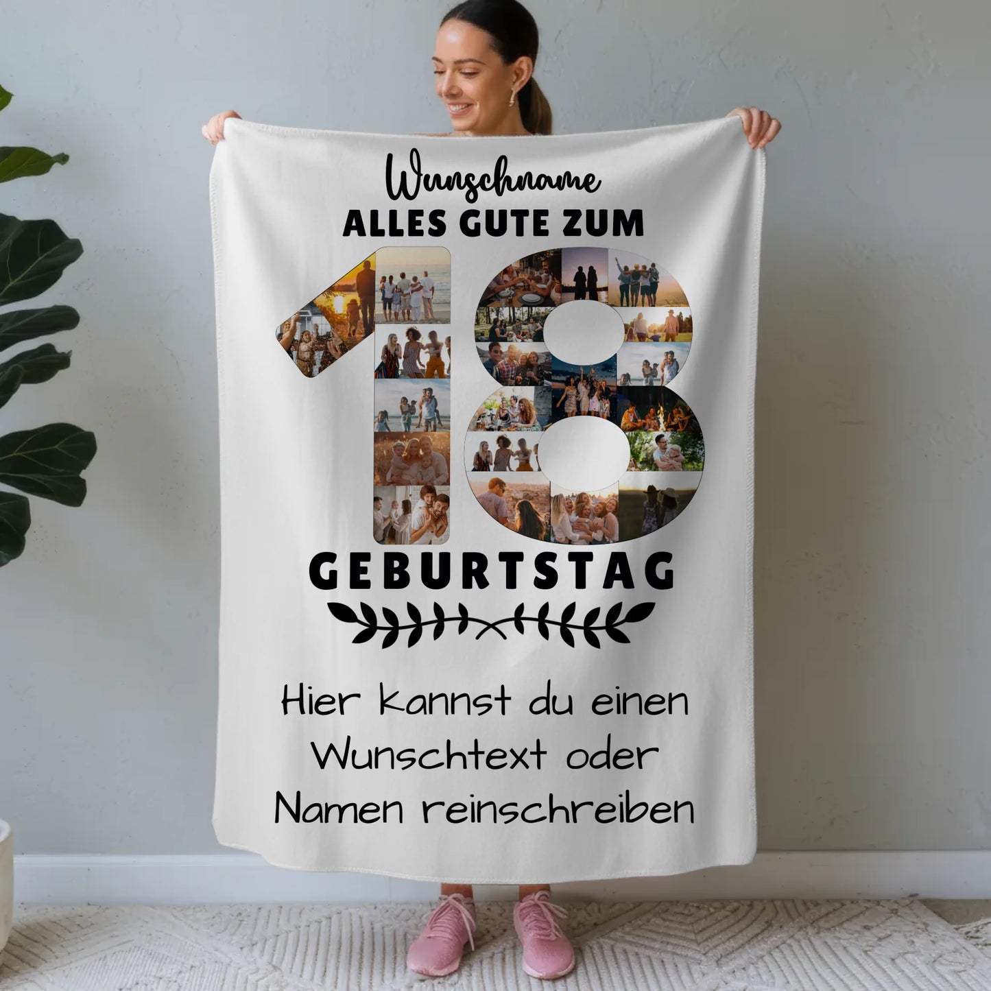 Personalisiertes Geschenk Decke 18 Geburtstag mit Wunschname Wunschtext Bruder Schwester