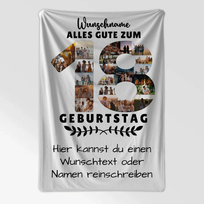 Personalisiertes Geschenk Decke 18 Geburtstag mit Wunschname Wunschtext Bruder Schwester