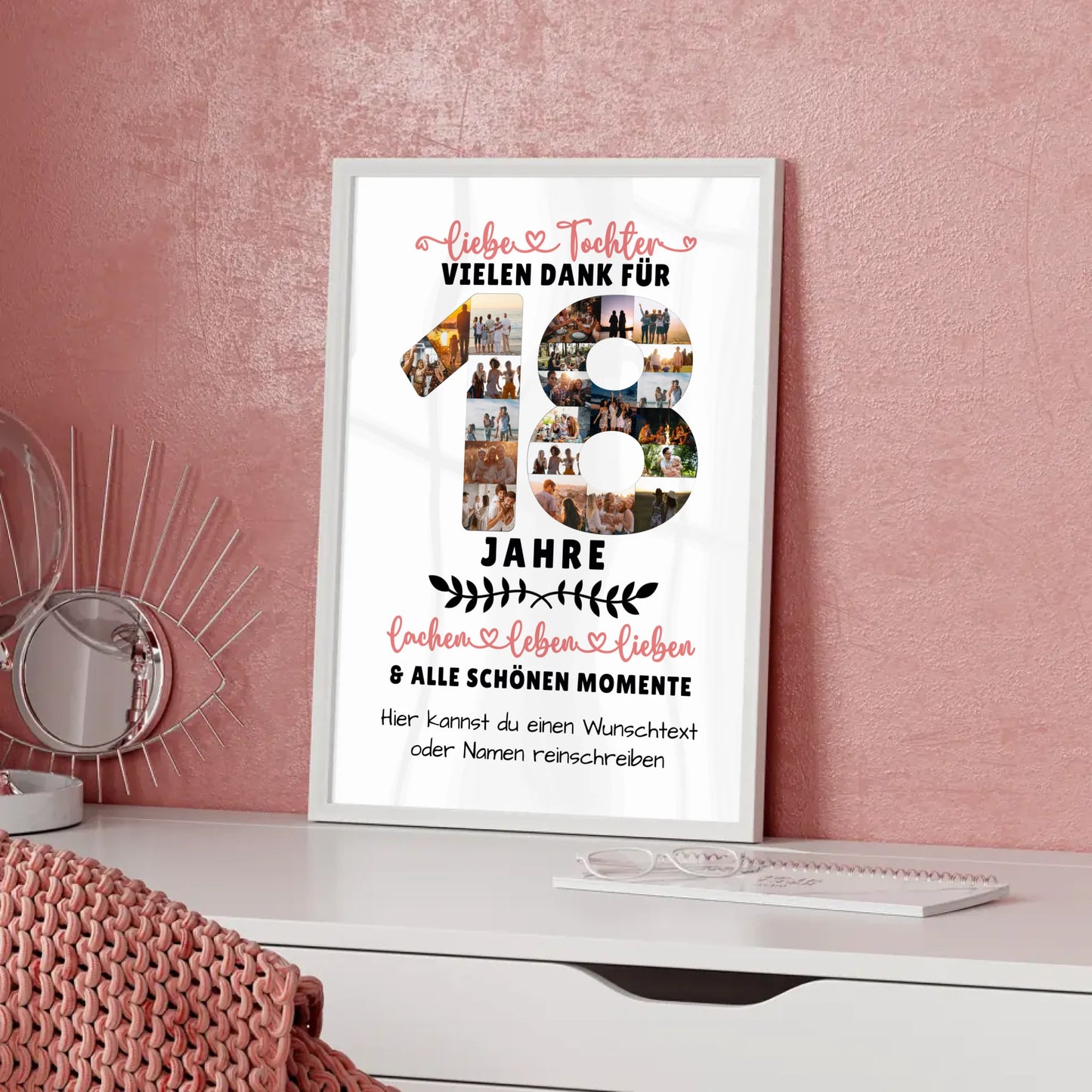 Personalisiertes Poster für Tochter zum 18 Geburtstag mit Fotos und Wunschtext