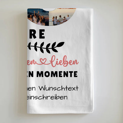 Personalisierte Decke für Oma 70 Geburtstag mit Fotos und Wunschtext