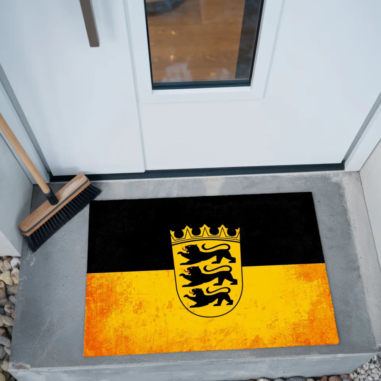 Personalisierte Fußmatte Baden Württemberg mit Länderflagge und Wunschtext