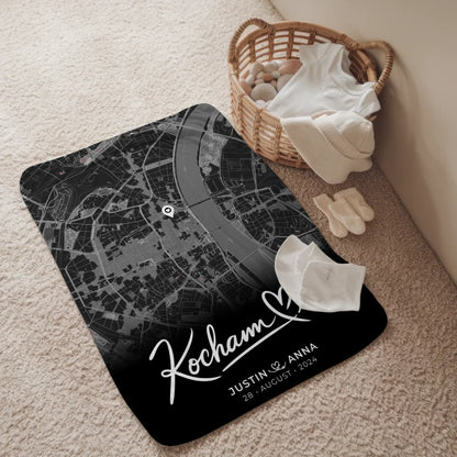 Personalisierte Decke Paare Stadtkarte Schwarz Kocham Cie Wo alles begann