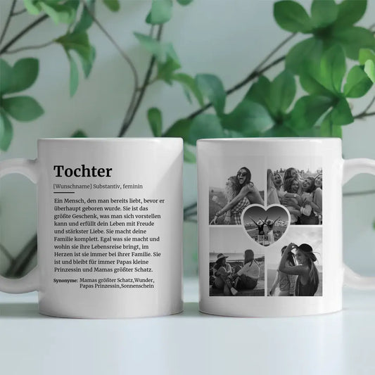 Personalisierte Tasse Definition Tochter Mit Name und 5 Fotos