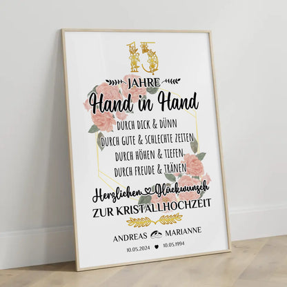 Personalisierte Poster Geschenk zum 15 Hochzeitstag zur Kristallhochzeit