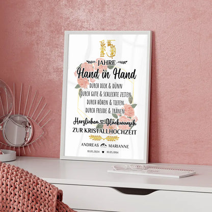 Personalisierte Poster Geschenk zum 15 Hochzeitstag zur Kristallhochzeit