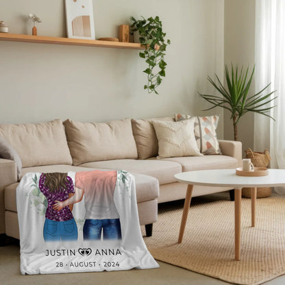 Personalisierte Decke für Paare Figuren Verliebte mit Namen