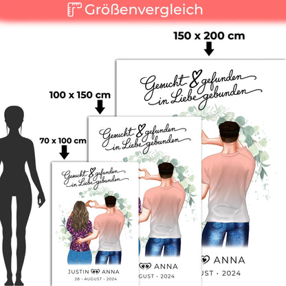 Personalisierte Decke für Paare Figuren Verliebte mit Namen