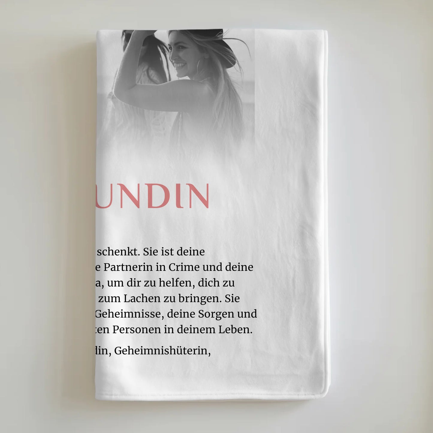 Personalisierte Decke Beste Freundin 5 Fotos Schwarz Weiß mit Name