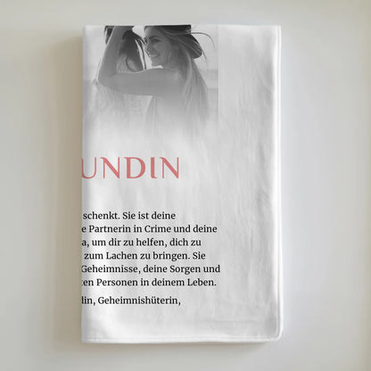 Personalisierte Decke Beste Freundin 5 Fotos Schwarz Weiß mit Name