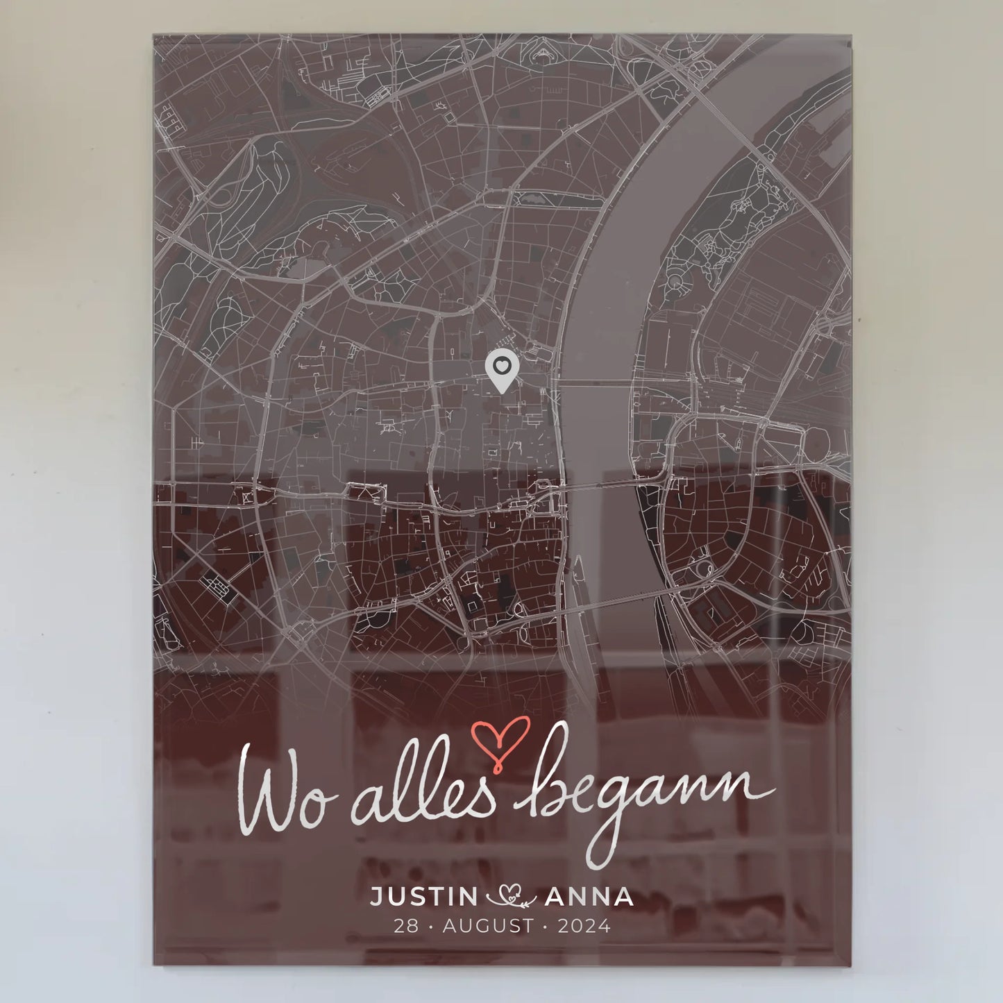 Personalisiertes Acrylglas Bilder für Paare Stadtkarte Wo Alles Begann