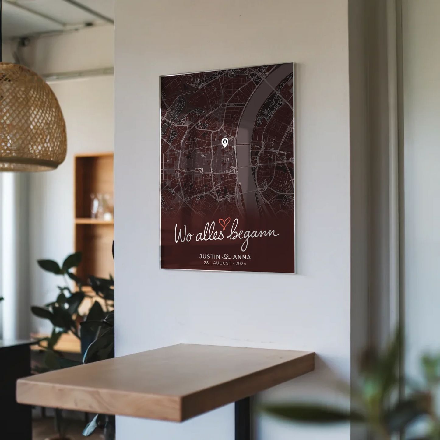 Personalisiertes Acrylglas Bilder für Paare Stadtkarte Wo Alles Begann