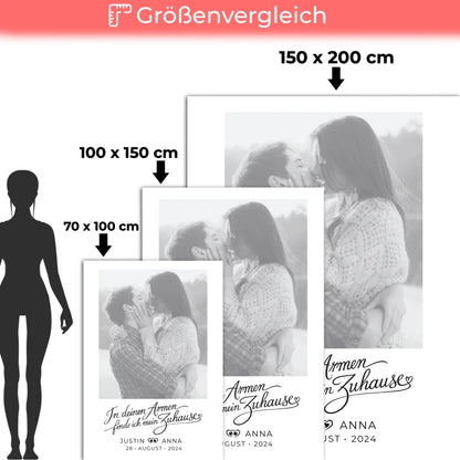 Personalisierte Foto Decke Paare Mit Namen In Deinen Armen Schwarz Weiß