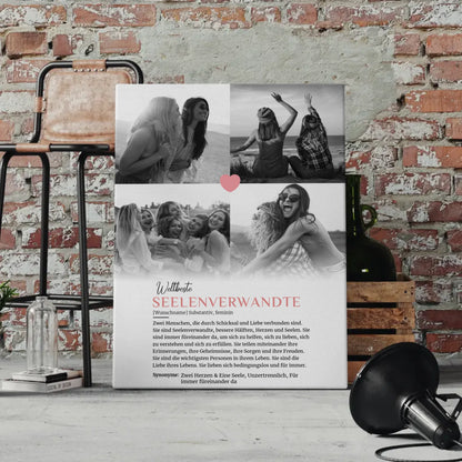 Personalisierte Leinwand Definition Seelenverwandte 4 Fotos mit Name
