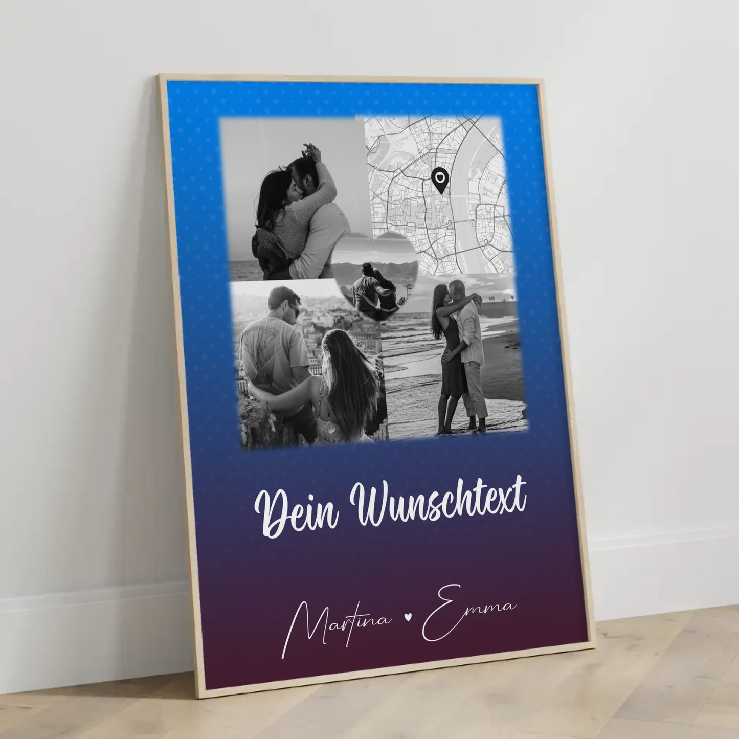 Liebes Poster Te iubesc mit 3 Fotos Herz Foto Karte Wunschtext