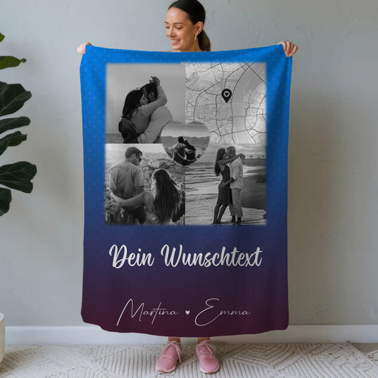 Decke Mit Namen 3 Fotos 1 Herz Foto Karte Wunschtext Te iubesc Liebe auf Rumänisch